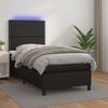vidaXL Cama box spring y colch&oacute;n LED cuero sint&eacute;tico negro 80x200 cm