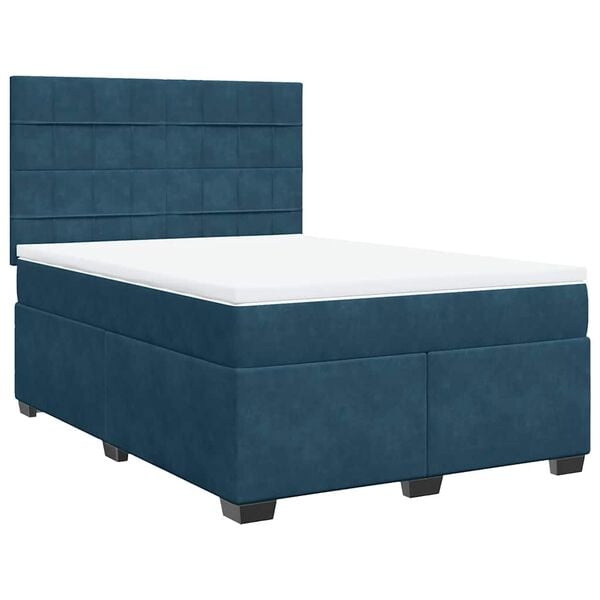 vidaXL Cama box spring con colch&oacute;n terciopelo azul 140x200 cm