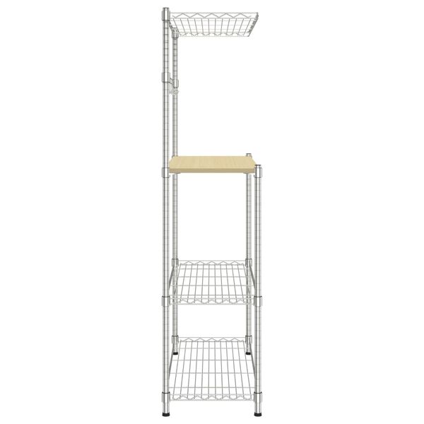 vidaXL Estante para microondas 4 niveles hierro cromado 90x35x150 cm