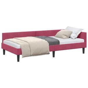 vidaXL Estructura de cama en esquina Rojo vino 90 x 190 cm Terciopelo