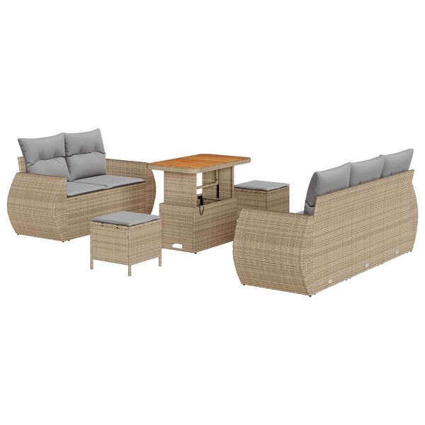 vidaXL Conjunto de sof&aacute; de jard&iacute;n con coj&iacute;n 8 pcs Beige y Gris Claro