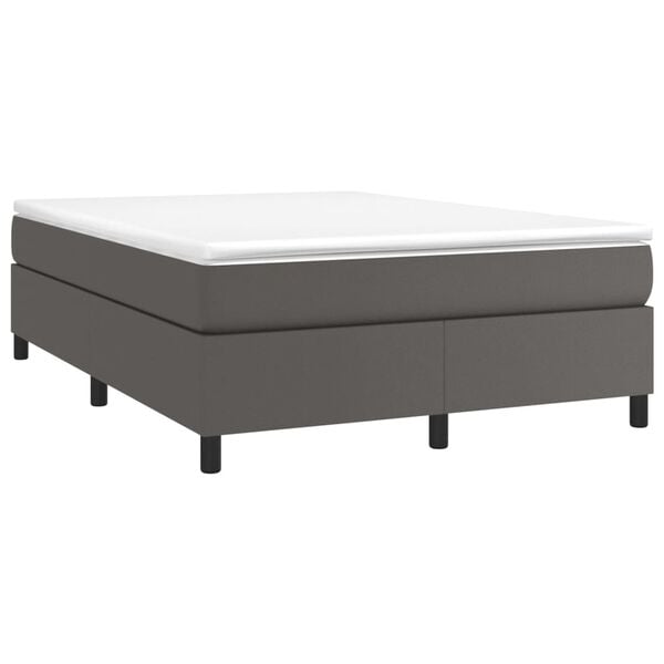 vidaXL Cama box spring con colch&oacute;n cuero sint&eacute;tico gris 180x200 cm