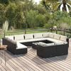 vidaXL Set de muebles de jardín 12 pzas cojines ratán sintético negro