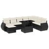 vidaXL Set de sof&aacute;s de jard&iacute;n 8 piezas y cojines rat&aacute;n sint&eacute;tico negro