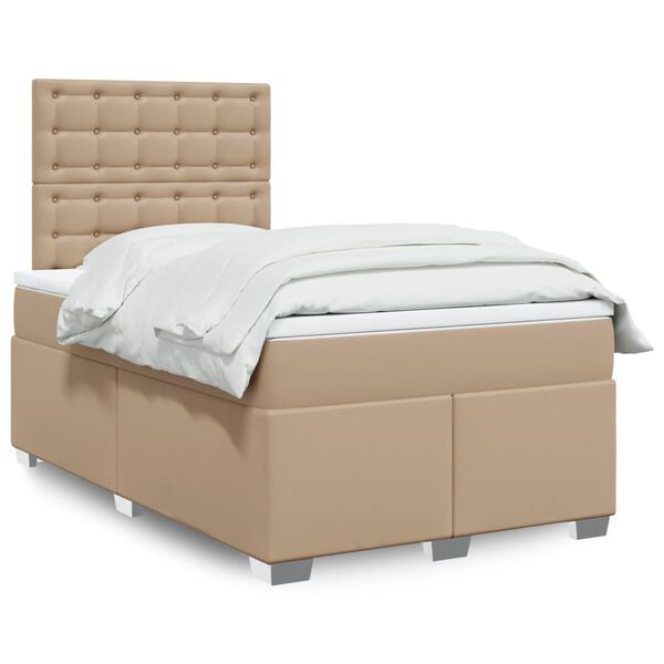 vidaXL Cama box spring con colch&oacute;n cuero sint&eacute;tico capuchino 120x200cm