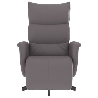 vidaXL Sillón reclinable con reposapiés cuero sintético gris