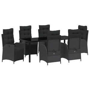 vidaXL Conjunto de Comedor de Jard&iacute;n 7 pcs Negro rat&aacute;n sint&eacute;tico