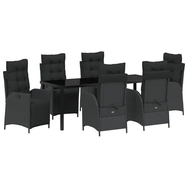 vidaXL Conjunto de Comedor de Jard&iacute;n 7 pcs Negro rat&aacute;n sint&eacute;tico