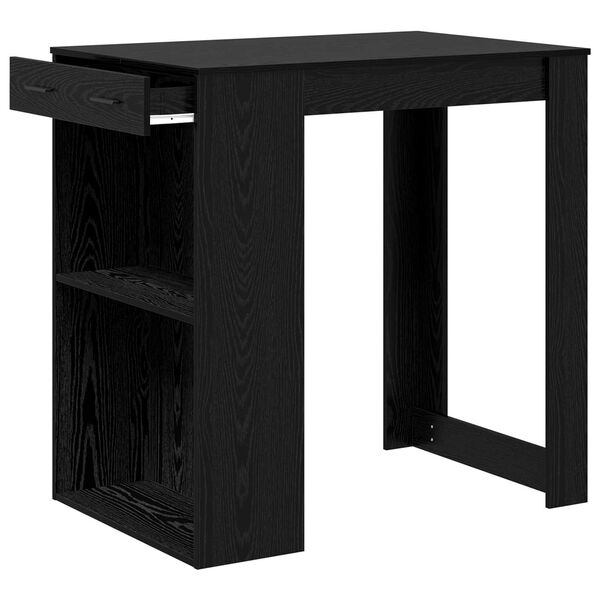 vidaXL Mesa de Bar con caj&oacute;n Roble Negro 102 x 70 x 103,5 cm