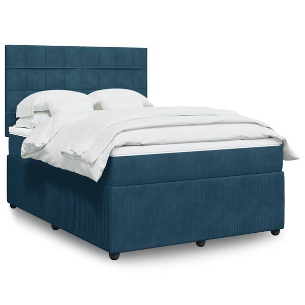 vidaXL Cama box spring con colch&oacute;n terciopelo azul 140x200 cm