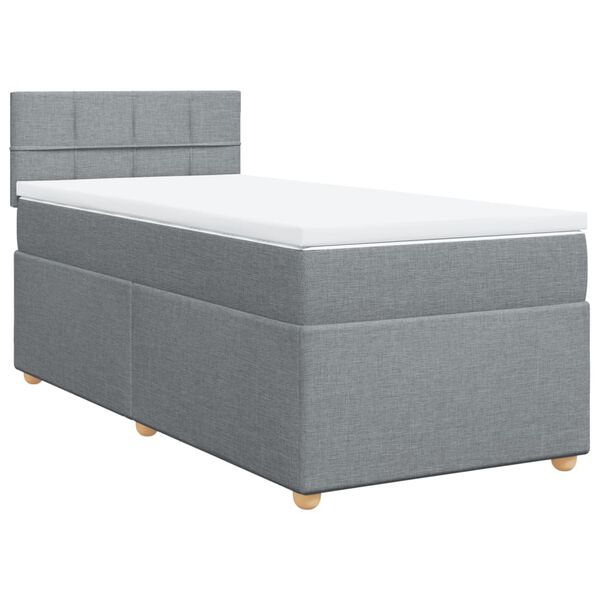 vidaXL Cama box spring con colch&oacute;n tela gris claro 90x190 cm