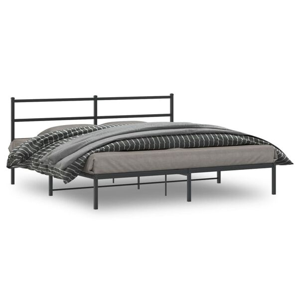 vidaXL Estructura cama sin colch&oacute;n con cabecero metal negro 193x203 cm
