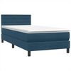 vidaXL Cama box spring con colch&oacute;n terciopelo azul oscuro 80x220 cm