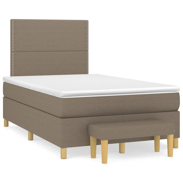 vidaXL Cama box spring con colch&oacute;n tela gris taupe 120x190 cm