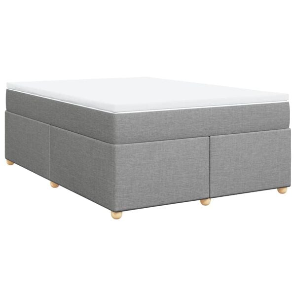 vidaXL Cama box spring con colch&oacute;n tela gris claro 140x200 cm