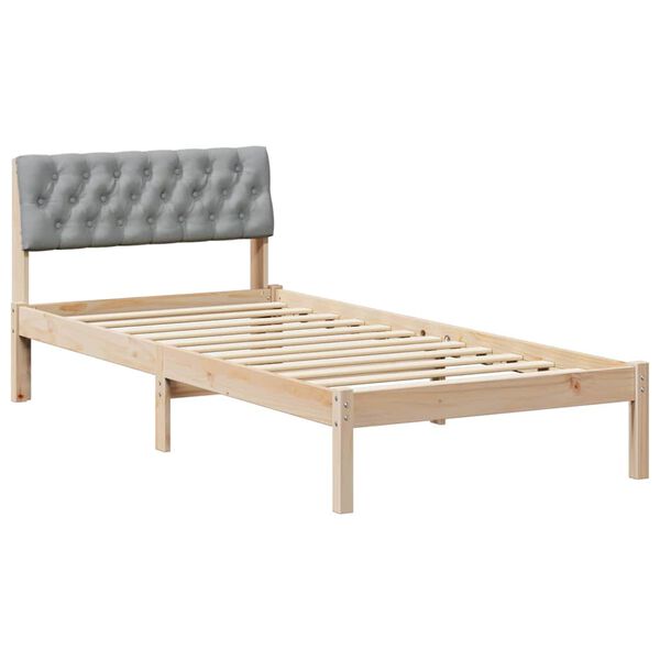 vidaXL Estructura de cama con cabecera Marrón y gris claro 90 x 200 cm