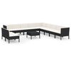 vidaXL Set muebles de jard&iacute;n 12 pzas y cojines rat&aacute;n sint&eacute;tico negro