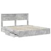 vidaXL Cama con almacenamiento con cabecera Gris Concreto 200 x 200 cm