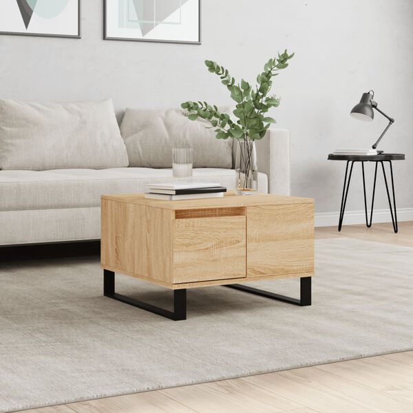 vidaXL Mesa de centro madera contrachapada roble Sonoma 55x55x36,5 cm