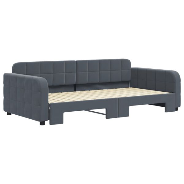 vidaXL Sof&aacute; cama nido terciopelo gris oscuro 100x200 cm