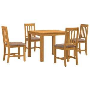 vidaXL Conjunto de comedor 5 uds. Gris Madera de Roble S&oacute;lido