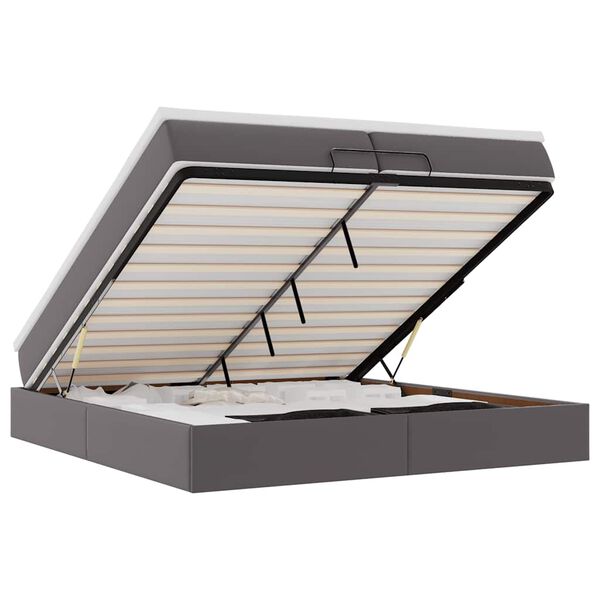 vidaXL Estructura cama otomana colchones cuero sintético gris