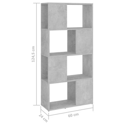 vidaXL Estantería divisor de espacios gris hormigón 60x24x124,5 cm