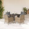 vidaXL Set comedor de jard&iacute;n 5 pzas con cojines rat&aacute;n sint&eacute;tico beige
