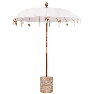 vidaXL Paraguas balin&eacute;s con base 250 Crema y Blanco 190 x 190 x 250 cm