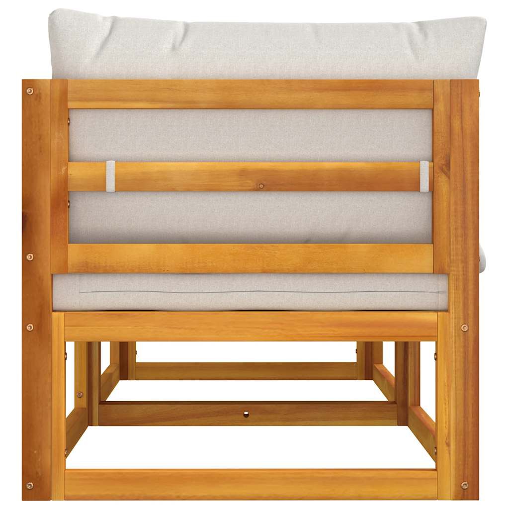 Sofá De Jardín Esquineros Madera Acacia - Con Cojines, Blanco Crema, Modular Y Resistente