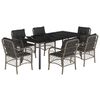 vidaXL Set comedor jard&iacute;n 7 pzas y cojines rat&aacute;n sint&eacute;tico gris