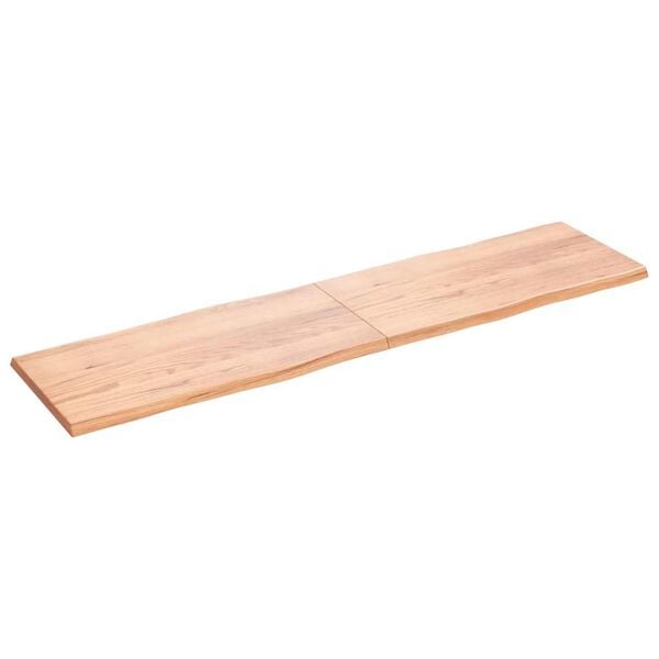 vidaXL Tablero mesa madera tratada borde natural marrón 200x50x(2-4)cm