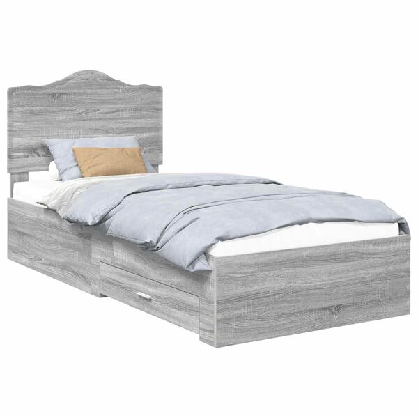 vidaXL Estructura de cama Gris Sonoma 90 x 200 cm Madera de ingenier&iacute;a