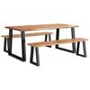 vidaXL Juego de comedor con borde vivo 3 piezas madera maciza acacia