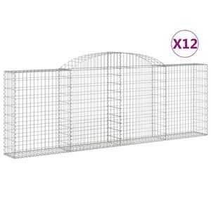 vidaXL Cestas de gaviones 12 uds forma arco hierro 300x30x100/120 cm