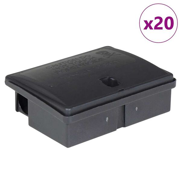 vidaXL Trampas para ratones 20 uds. negro 13x10x4 cm