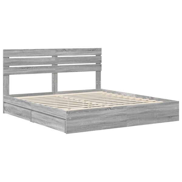 vidaXL Cama con almacenamiento con cabecera Gris Sonoma 180 x 200 cm