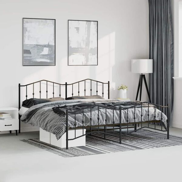 vidaXL Estructura cama sin colchón con estribo metal negro 183x213 cm