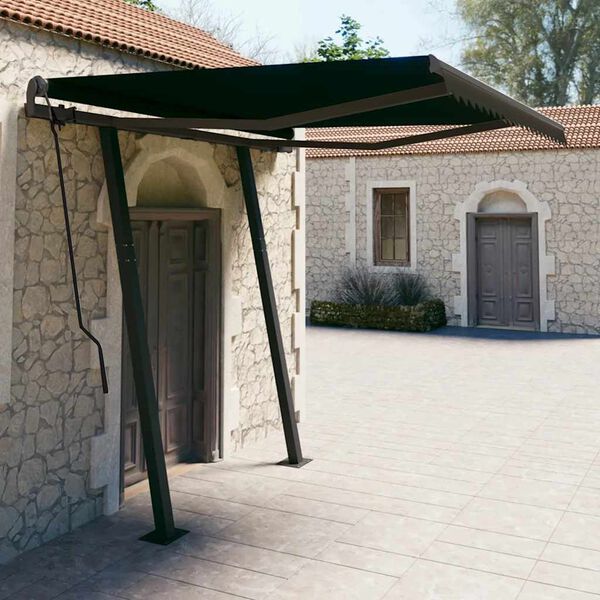 vidaXL Toldo retr&aacute;ctil autom&aacute;tico con postes gris antracita 3,5x2,5 m
