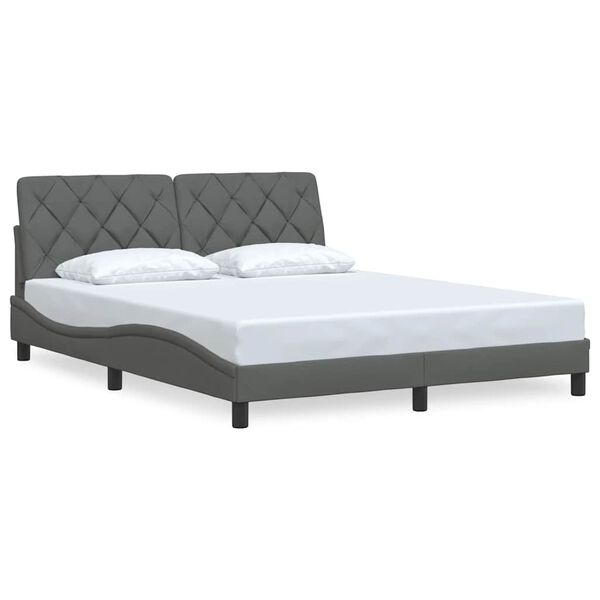 vidaXL Estructura de cama sin colchón de tela gris oscuro 160x200 cm