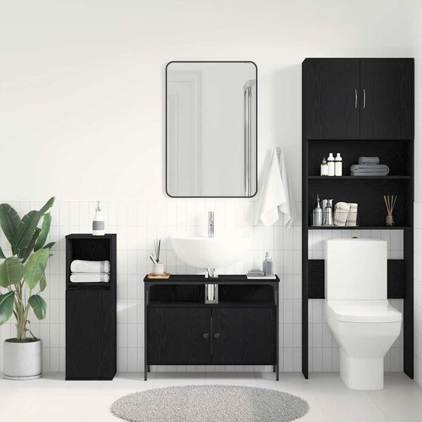 vidaXL Gabinete de Lavabo para Ba&ntilde;o Roble negro 80 x 30 x 60 cm