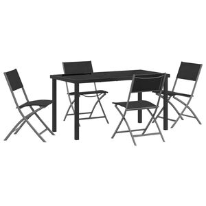 vidaXL Conjunto de Comedor de Jard&iacute;n 5 pcs Negro