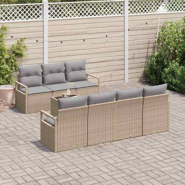 vidaXL Conjunto de sof&aacute; de jard&iacute;n 8 pcs Beige, Gris 55 x 55 x 37 cm