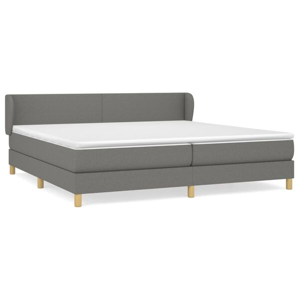 vidaXL Cama box spring con colch&oacute;n tela gris oscuro 200x200 cm