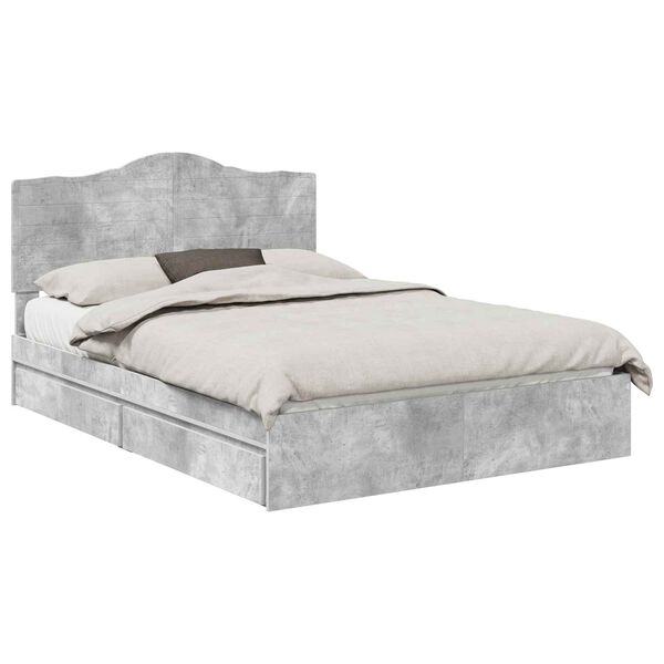 vidaXL Cama con almacenamiento con cabecera Gris Concreto 150 x 200 cm
