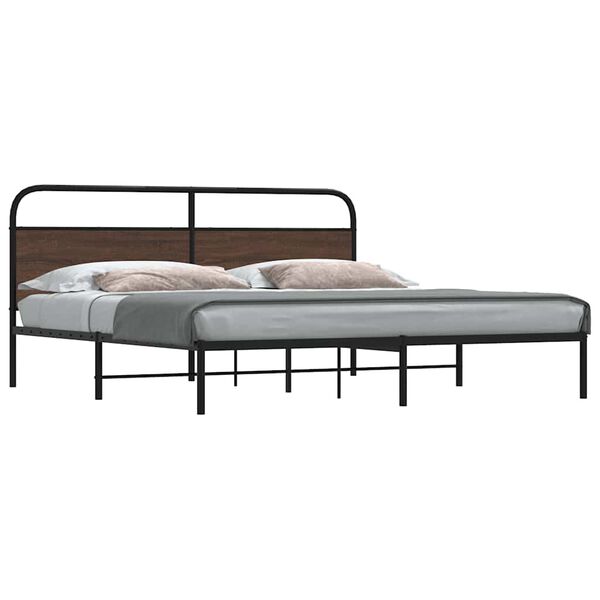 vidaXL Estructura de cama sin colch&oacute;n metal roble marr&oacute;n 180x200 cm
