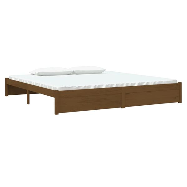 vidaXL Estructura cama sin colch&oacute;n madera maciza marr&oacute;n miel 200x200cm