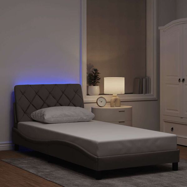 vidaXL Estructura cama con LED sin colchón tela gris taupe 100x200 cm