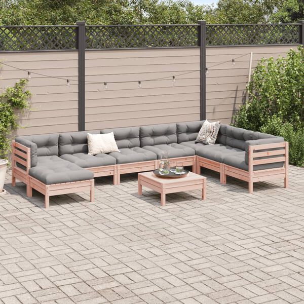 vidaXL Set de sof&aacute;s jard&iacute;n 9 pzas con cojines madera de abeto Douglas