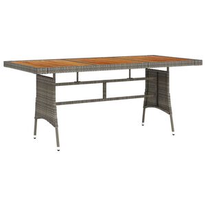 vidaXL Mesa de jard&iacute;n rat&aacute;n PE y acacia maciza gris 160x70x72 cm